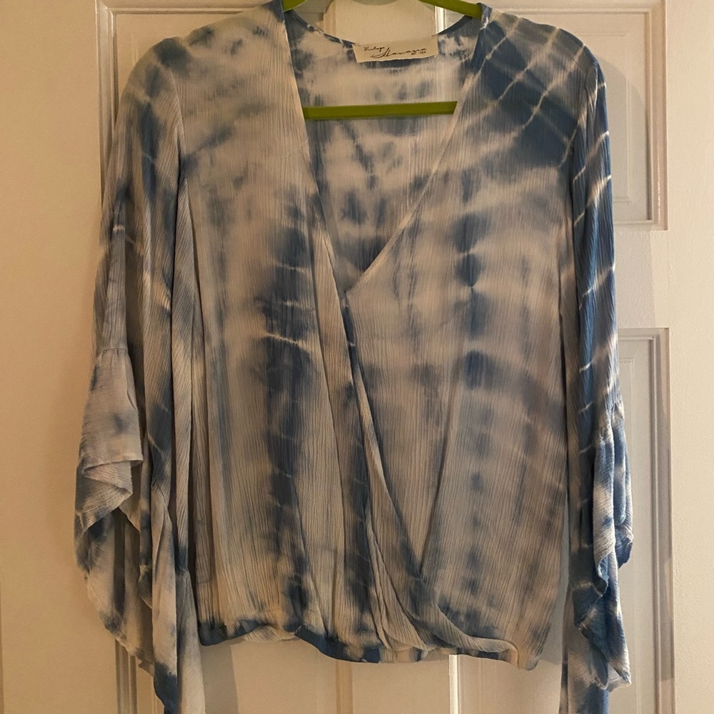 Long sleeve tie dye blouse💙 Vintage Havana size small